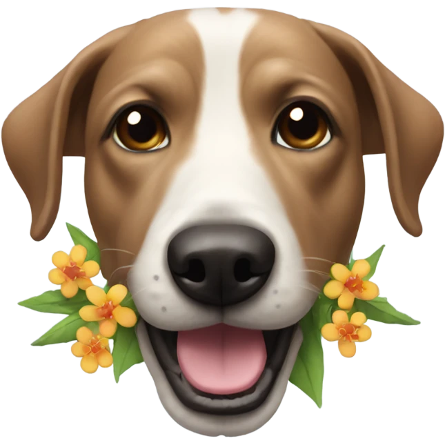 Weenier dog with flower all over their face emoji