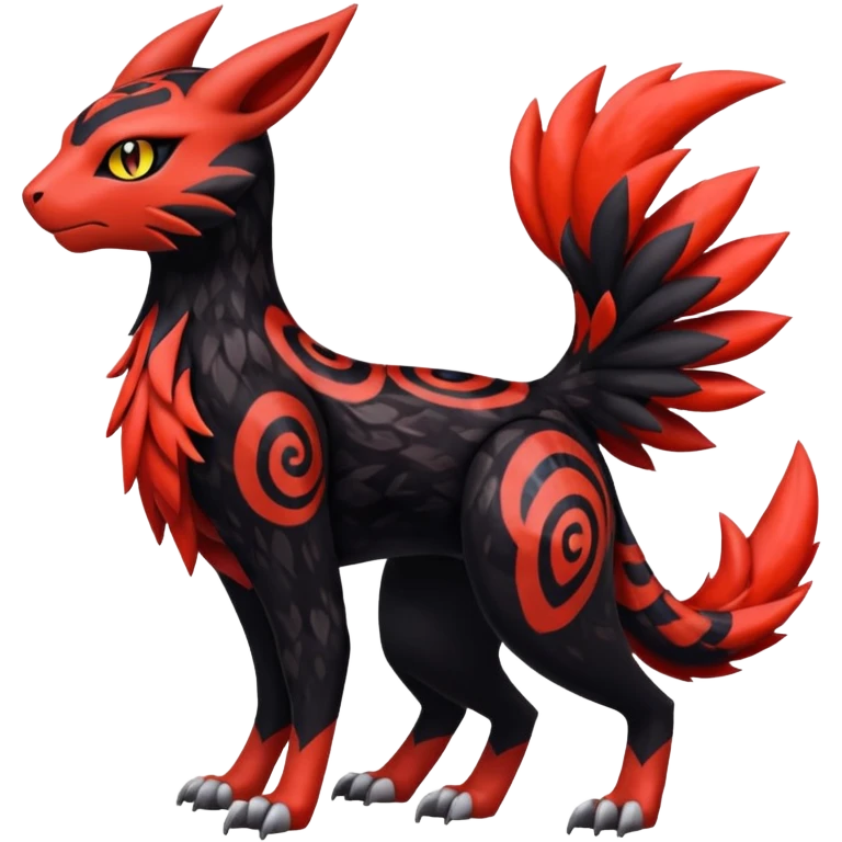 Colorful Meloetta-Litten-Guilmon-Darkrai-Pokémon-Fakémon-fusion-hybrid-creature emoji