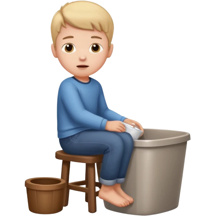 Child boy pooping in litter box emoji