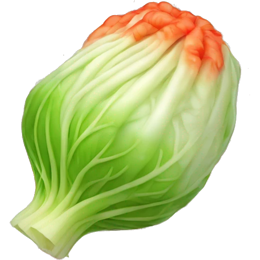 Kimchi : A napa cabbage marinated in a bright red pepper paste emoji