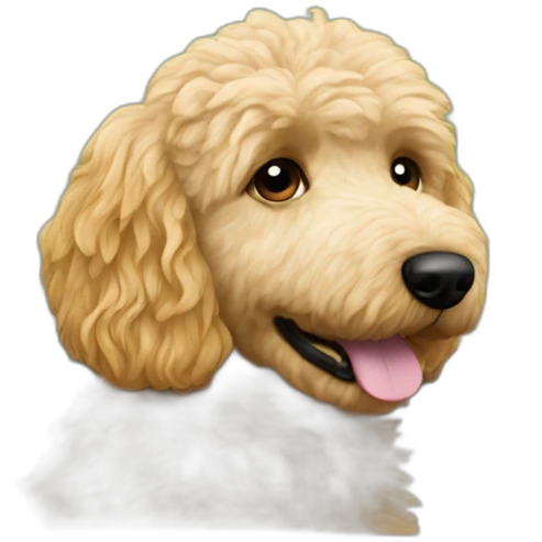 Goldendoodle driving convertible emoji