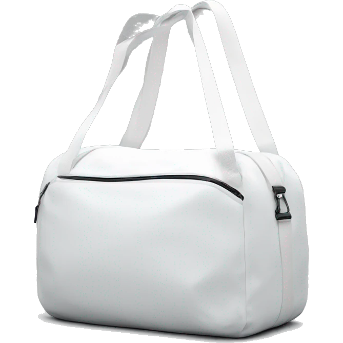 all white shoulder gym bag, white strap emoji
