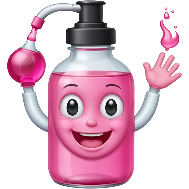 Smiling freaky baby oil bottle pink emoji