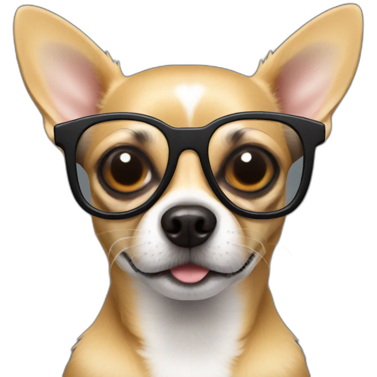 chihuahua NEGRO CON GAFAS emoji