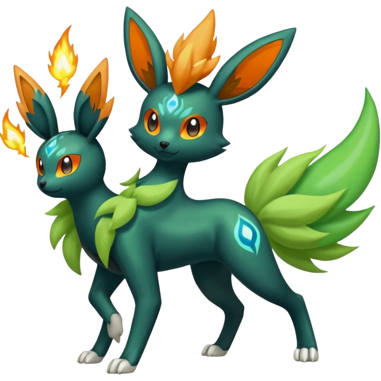 Meloetta-Zygarde-Flareon-Electrike-Manectric-Fakémon-fusion, full body emoji
