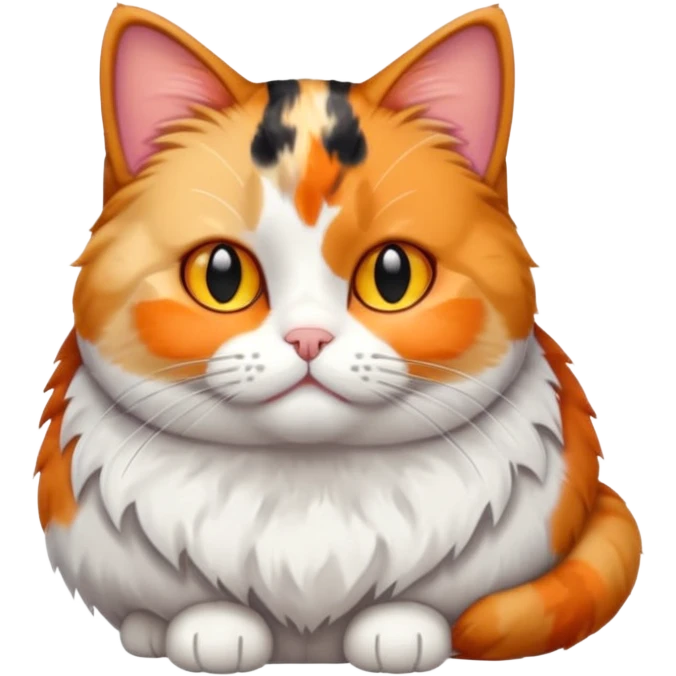full body calico cat with small head and short but chubby body emoji
