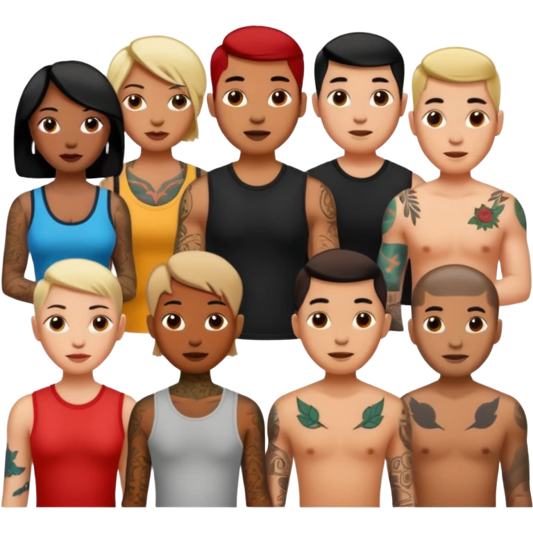 men and women with more tatoos on their body emoji
