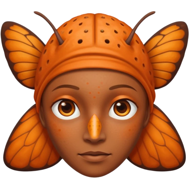 a moth head with orange antennas, slightly brown head and orange freckles on the forehead emoji