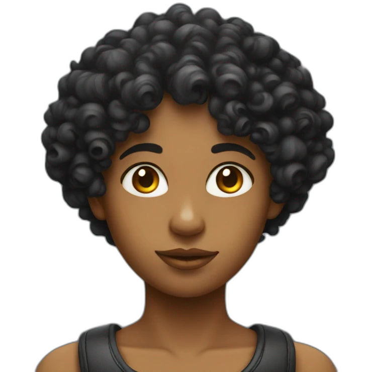 Curly head black Angel with halo emoji