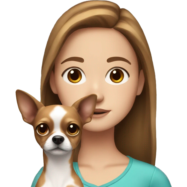 white girl with brown hair and freckles with a chihuahua emoji