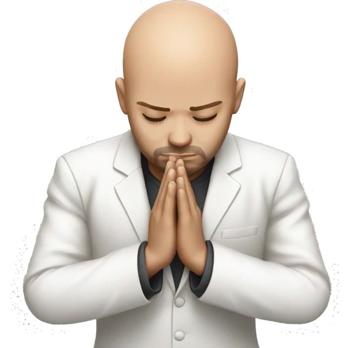 bald man praying white suit emoji