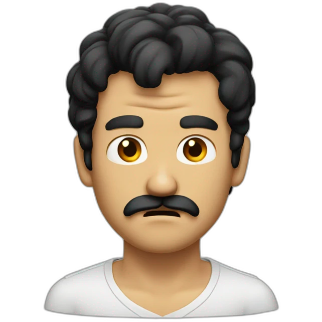 A guy with a tiny mustache and black hair angry emoji
