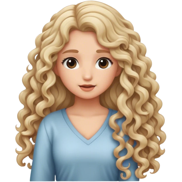 Blonde girl with long curly hair emoji