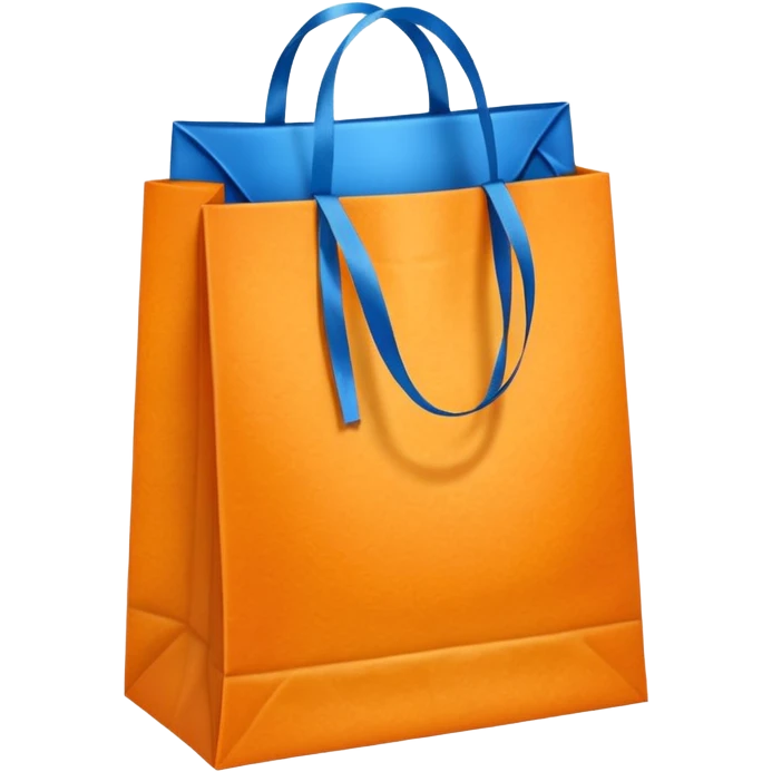 orange paper bag with blue ribbon emoji