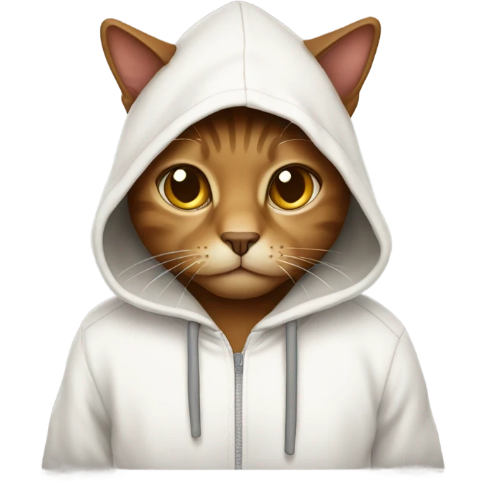 Brown cat wearing a white hoodie  emoji
