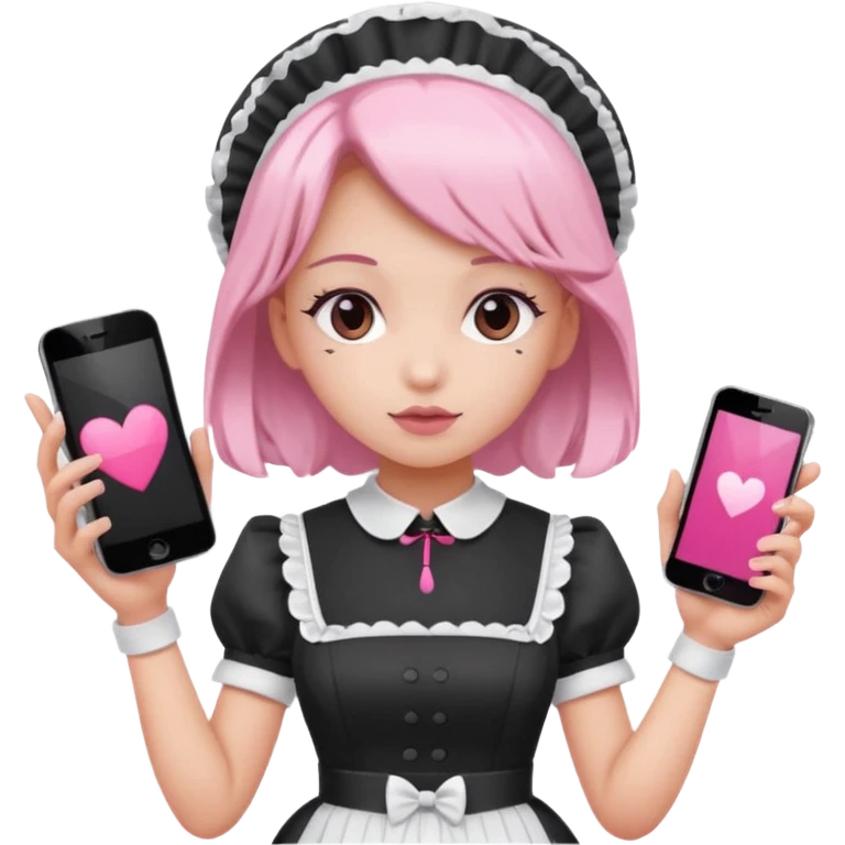 mix light pink dark pink and white girly phone maid emoji