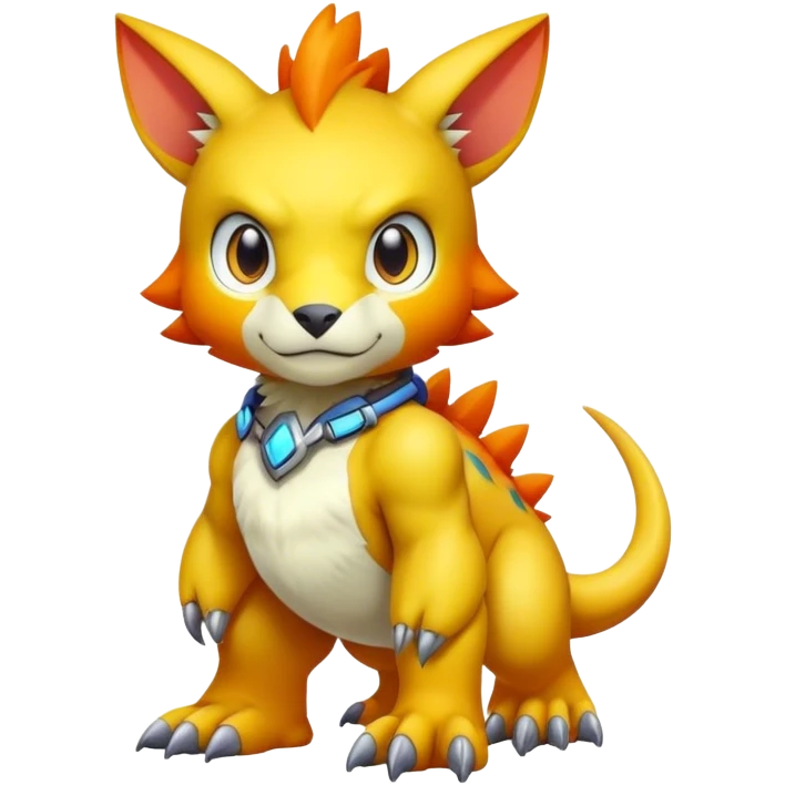 Cute cool colorful Digimon-animal-hybrid full body emoji