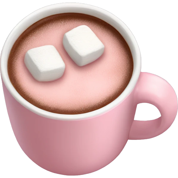Light Pink mug of hot chocolate with marshmallows  emoji