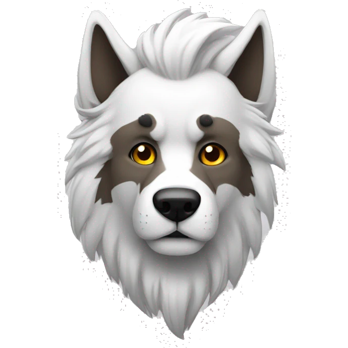 lobo con cejas blancas haciendo muecas emoji
