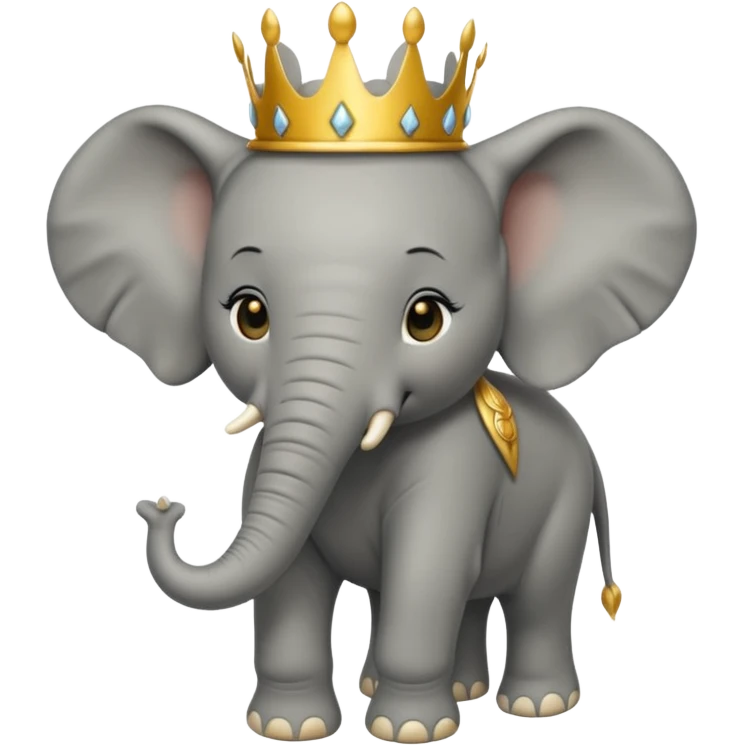 Elephant calf with small crown symbol on head. emoji