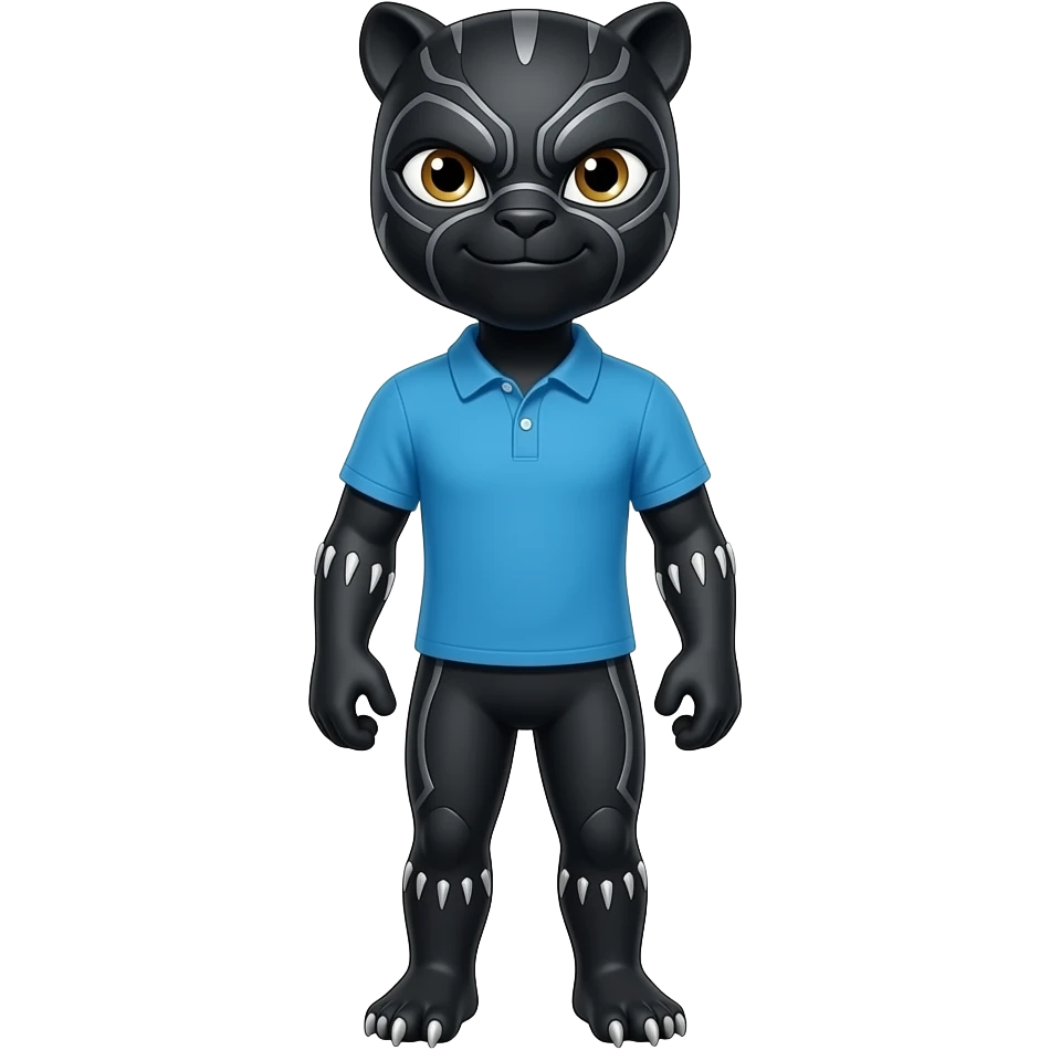 dame una pantera negra con camisa polo azul emoji
