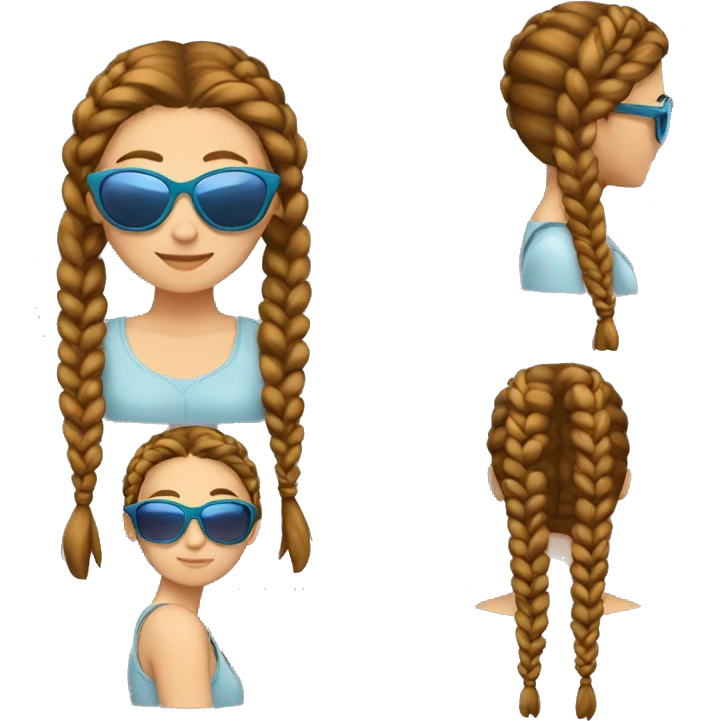 amazon with French braids, brown hair and sunglasses emoji