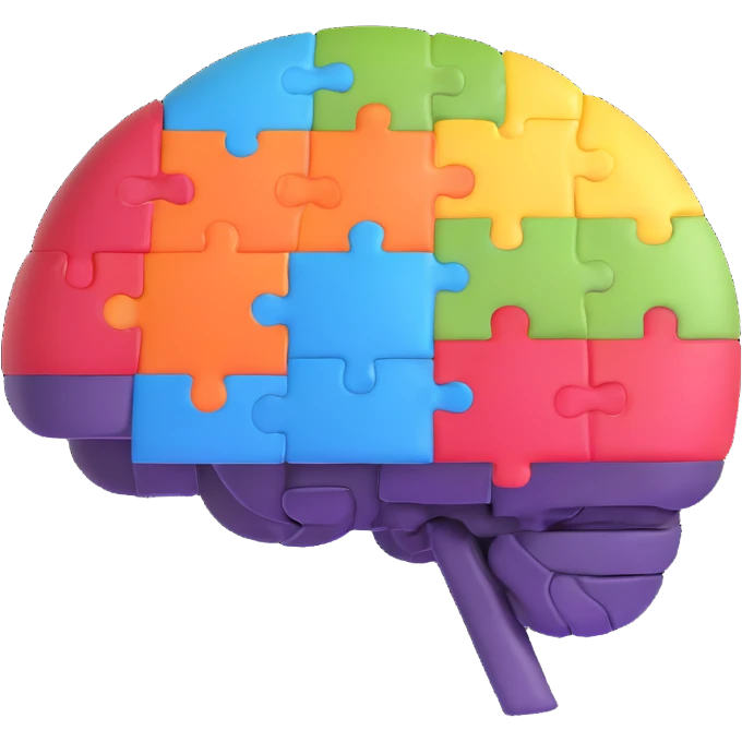 brain solving puzzle, critical thinking emoji