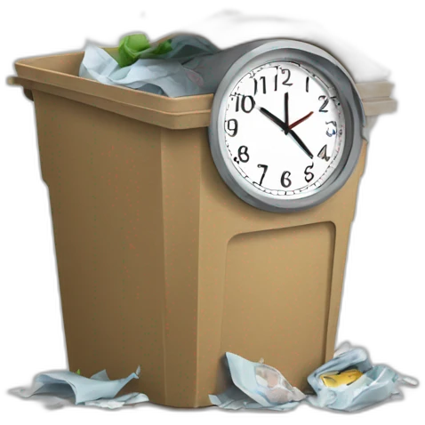 clock falling in trash emoji