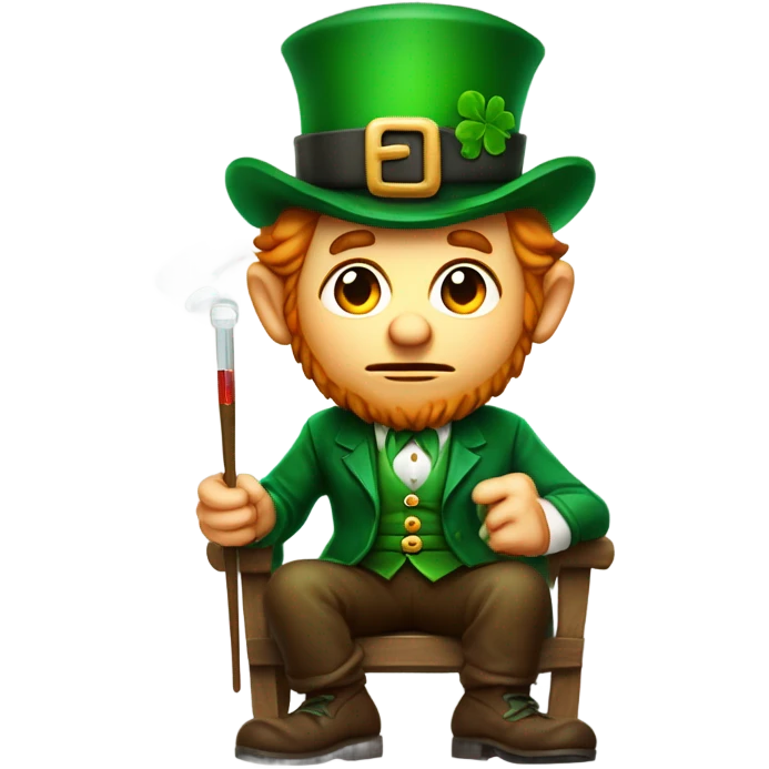 sick leprechaun with fever and thermometer emoji