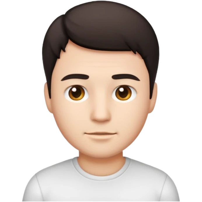 Ai create iPhone emoji, With hair comma hair short, Male, and make white shirt emoji