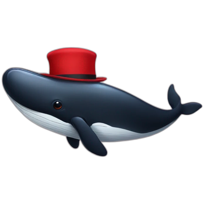 black whale in red hat emoji