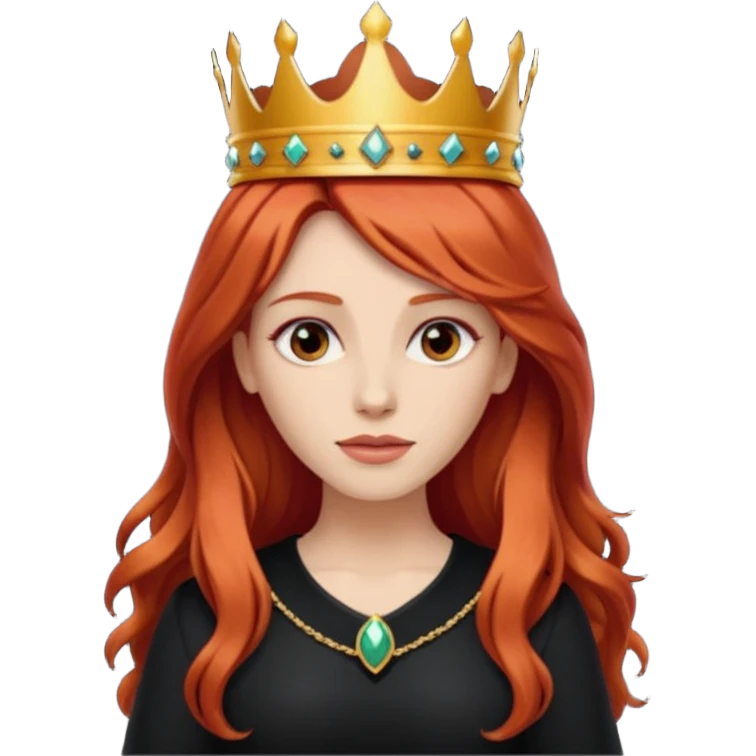 red-haired long hair princes with crown mustace. dark outfit emoji