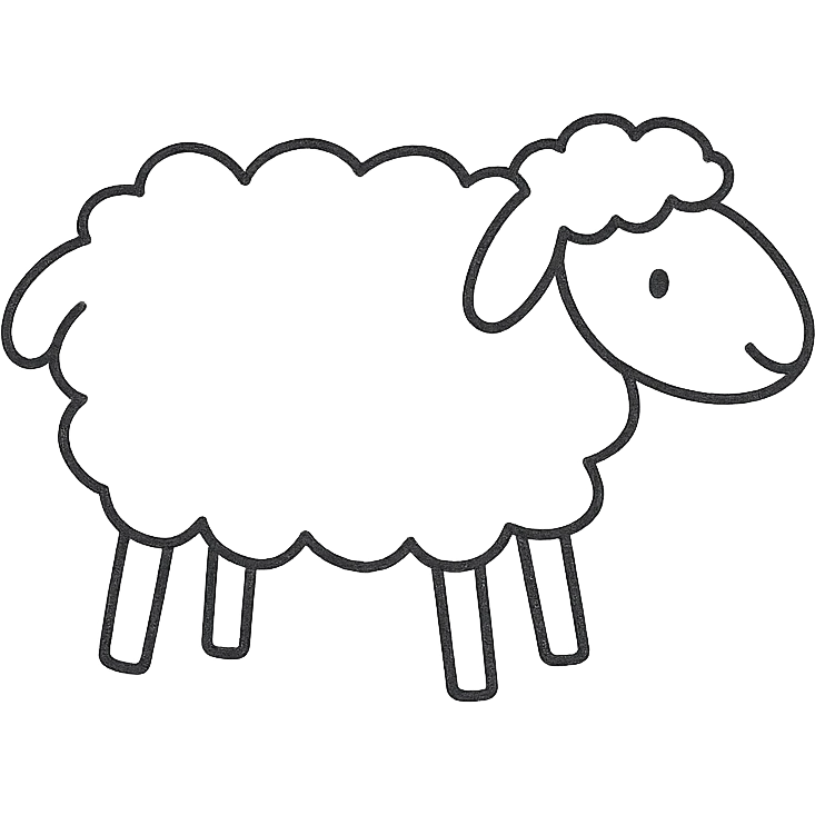 hand-drawn outlined sheep icon emoji