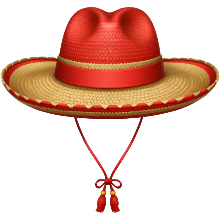 Sombrero de paja con una tira roja  emoji