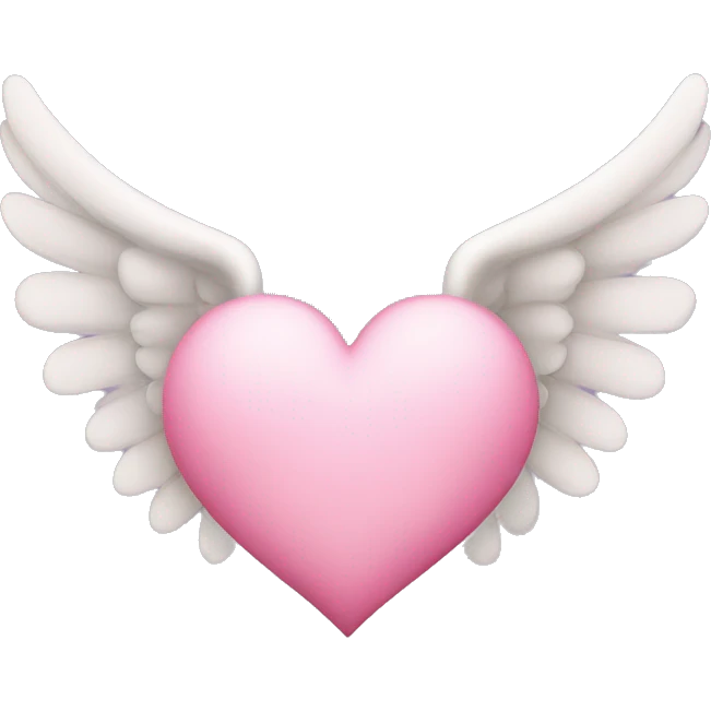 Pink heart with angel wings and faded clouds  emoji