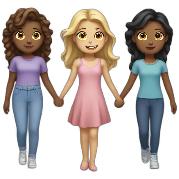 Four girls holding hands  emoji