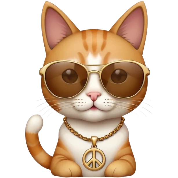 Cat wearing sunglasses with a peace sign emoji