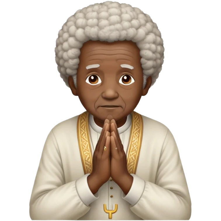 Old man, African with Afro praying hands emoji