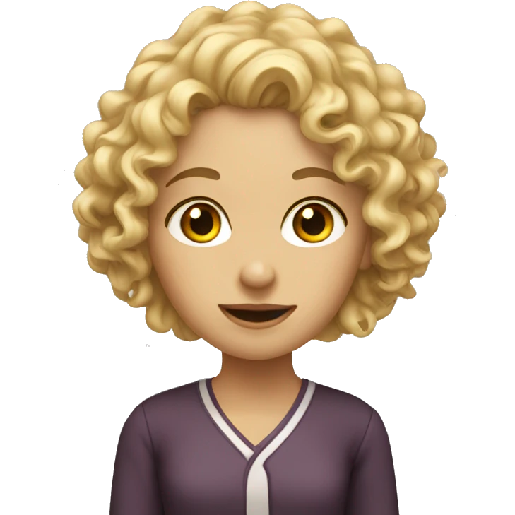 Curly blonde study girl emoji
