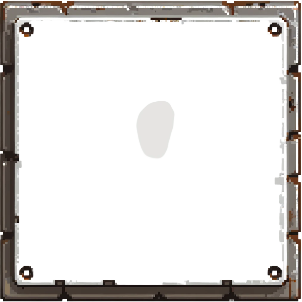 Industrial metal wall block, color #334155 with metallic highlights, metal plate texture with 4 rivets/bolts in corners, slight metallic sheen, solid and indestructible appearance, 32x32 pixels emoji