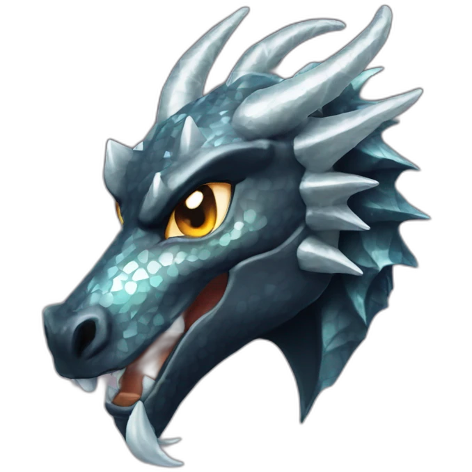Glittering diamond horn black unidragon head emoji