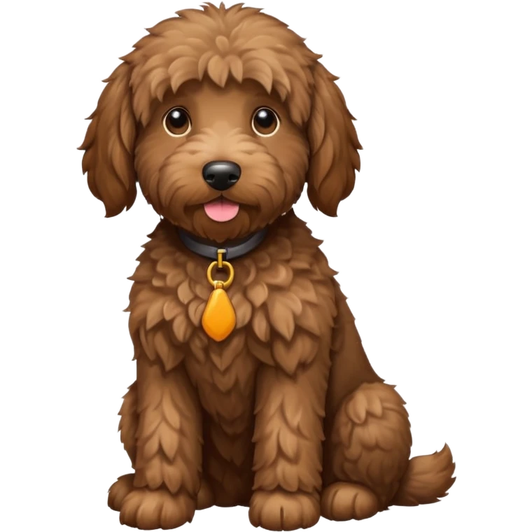 dark brown goldendoodle with straight fur, sitting emoji