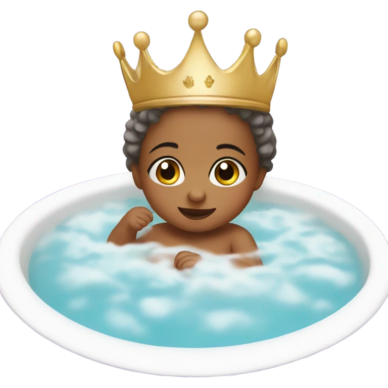 cutе baby girl in the bath with crown emoji