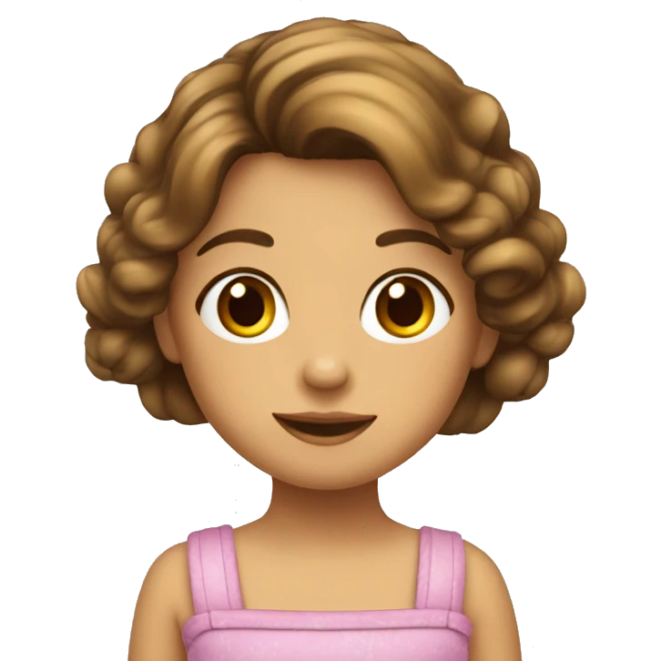 niña de 5 años con pelo castaño, rizado y con un lazito  emoji