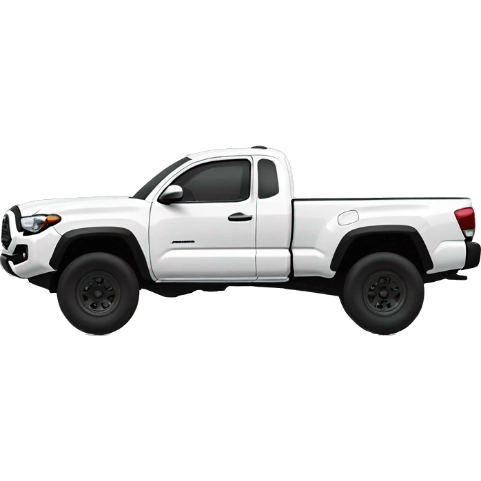 extended cab white toyota tacoma style pick up truck with black tires emoji