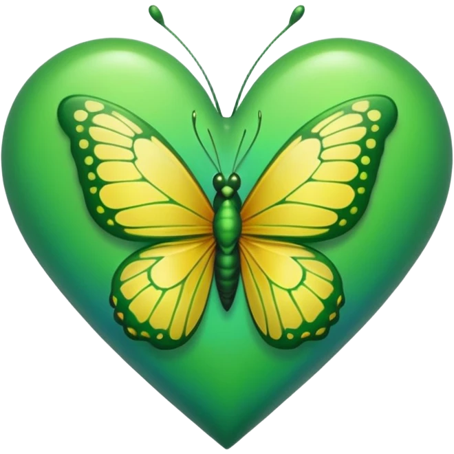 green heart with a butterfly emoji