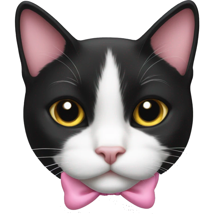 tuxedo cat pink bow emoji