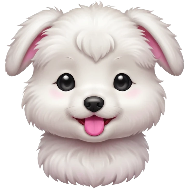 a white cute baby dog with a little gray stain on one eye emoji