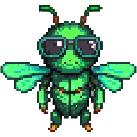 green bee wearing sunglasses emoji