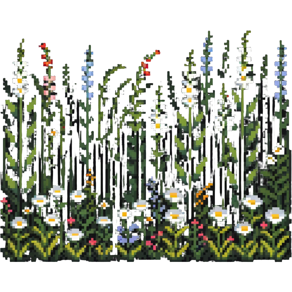 summer meadow with tall grass and flowers swaying in a gentle breeze emoji